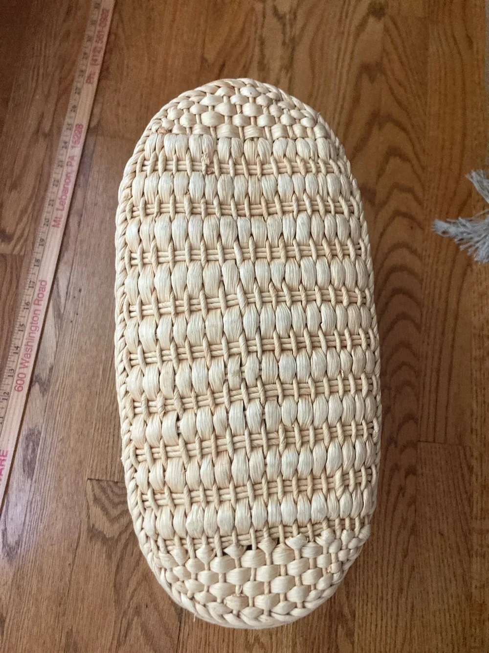 Woven Straw Tote Bag in Natural with Pink & Green Accents